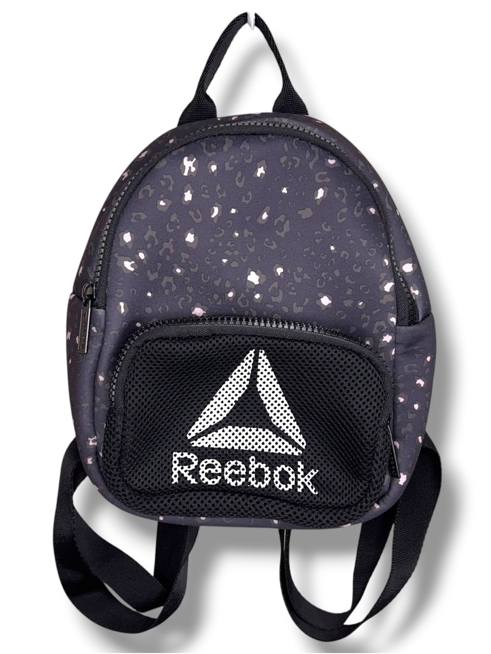 Reebok Molly Mini Backpack Travel Leopard Print Neoprene Zip Closure Lightweight